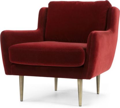 An Image of Simone Armchair, Claret Cotton Velvet