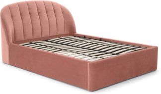 An Image of Margot Super King Storage Bed, Blush Pink Velvet