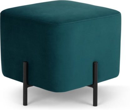 An Image of Eda Footstool, Opulence Teal Velvet