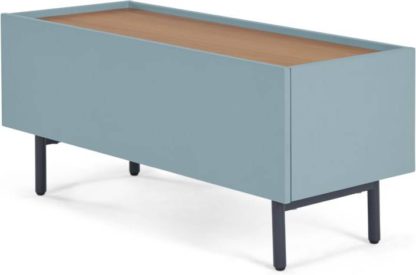 An Image of MADE Essentials Mino Media Unit, Oak and Blue