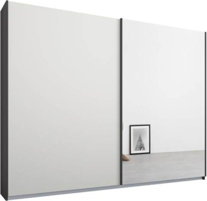 An Image of Malix 2 door 225cm Sliding Wardrobe, Graphite Grey frame,Matt White & Mirror doors , Classic Interior