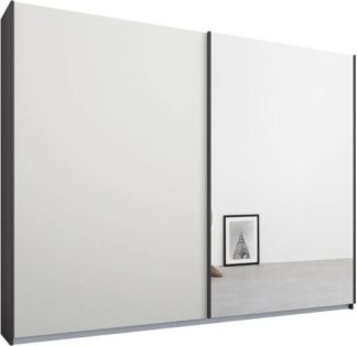 An Image of Malix 2 door 225cm Sliding Wardrobe, Graphite Grey frame,Matt White & Mirror doors, Standard Interior