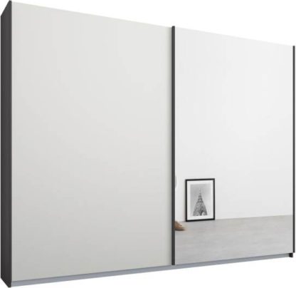 4a32d53ed4eb2b3c60e65755d850a052c88a4ff73d99b6ae92dca676726210b0.jpg An Image of Malix 2 door 225cm Sliding Wardrobe, Graphite Grey frame,Matt White & Mirror doors, Standard Interior