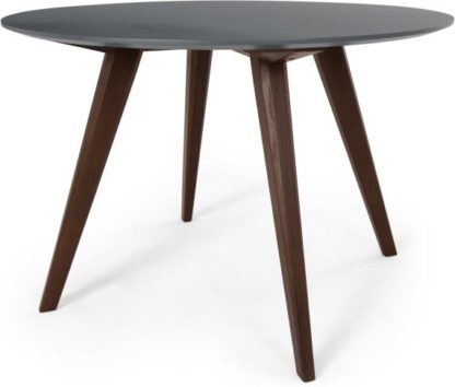 An Image of Aveiro 4 Seat Round Dining Table, Dark Stain Oak and Grey