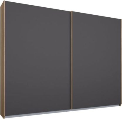 An Image of Malix 2 door 225cm Sliding Wardrobe, Oak frame,Matt Graphite Grey doors, Standard Interior