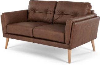 An Image of Sampson 2 Seater Sofa, Walnut Brown Leather