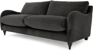 An Image of Sofia 3 Seater Sofa, Plush Asphalt Velvet