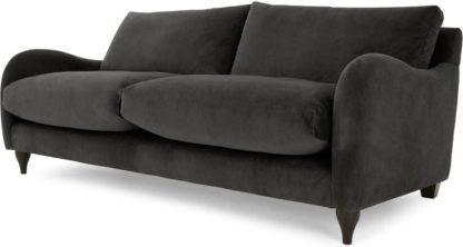 An Image of Sofia 3 Seater Sofa, Plush Asphalt Velvet