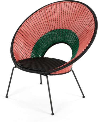 4cfcc8d8cc32d6e908e228966d1b19990aac8e170515b2c580844c7c2e3261ea.jpg An Image of Yuri Garden Lounge Chair, Multi Woven Pink