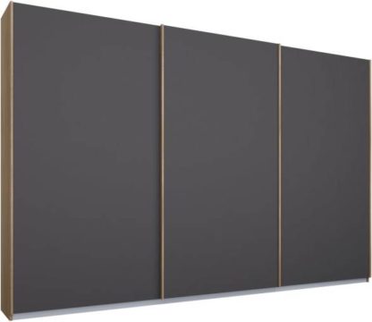 An Image of Malix 3 door 270cm Sliding Wardrobe, Oak frame,Matt Graphite Grey doors , Classic Interior