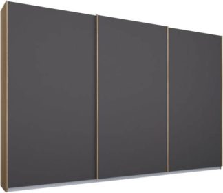 An Image of Malix 3 door 270cm Sliding Wardrobe, Oak frame,Matt Graphite Grey doors , Premium Interior