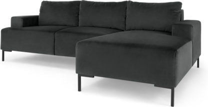 An Image of Frederik 3 Seater RHF Compact Corner Chaise End Sofa, Midnight Grey Velvet