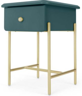 An Image of Maddie Bedside Table, Teal & Brass