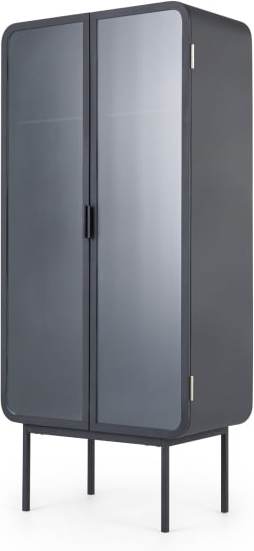 An Image of Ajax glass Tall cabinet, Black