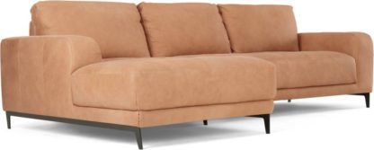 50c089e1d26d475037a384f535e045e3a9600a6b9bf17de94195d86a60009a2c.jpg An Image of Luciano Left Hand Facing Chaise End Corner Sofa, Tan Leather