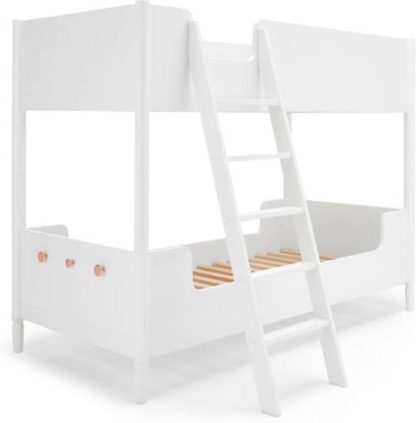 50db1f603e4d71c01beb02c67d752ee803b0b093cd094e3955b4a275aaff146f.jpg An Image of Hansel Bunk Bed, White and Copper