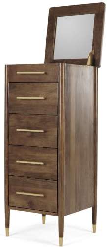 An Image of Hix Tall Vanity Chest of Drawers, Mango & Brass