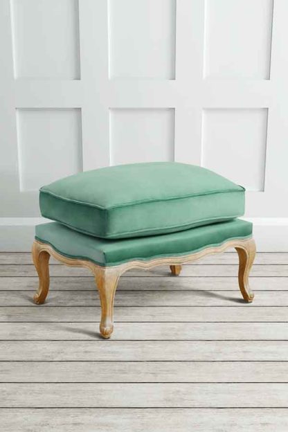 An Image of Le Notre French Vintage Style Shabby Chic Oak Stool Jade