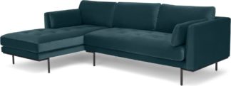 An Image of Harlow Left Hand Facing Chaise End Corner Sofa, Steel Blue Velvet