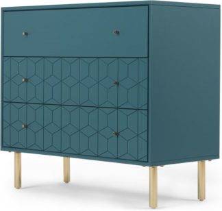 An Image of Hedra Chest Of Drawers, Blue and Brass