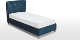An Image of Burcot Single Bed, Blue with Contrast Piping