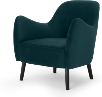 An Image of Davis Accent Armchair, Lagoon Blue Velvet