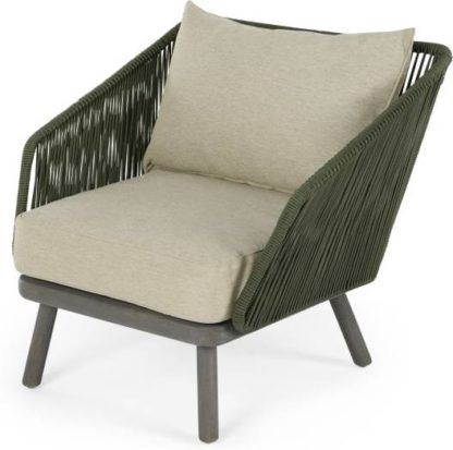 An Image of Alif Garden Armchair, Green and Grey Eucalyptus