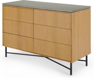 An Image of Dara Wide Chest of Drawers, Oak & Concrete