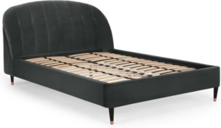 An Image of Margot Double Bed, Midnight Grey Velvet