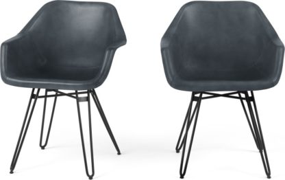 55fd87cbdc117e74a6459137474f45bbc7ba6b7a4f23992a92cef86f073625b5.jpg An Image of Set of 2 Hektor Tub Dining Chair, Grey Leather and Black