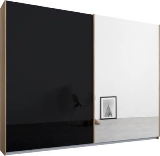 An Image of Malix 2 door 225cm Sliding Wardrobe, Oak frame,Basalt Grey Glass & Mirror doors , Classic Interior