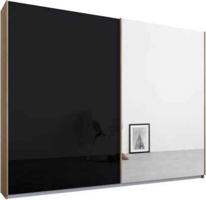 An Image of Malix 2 door 225cm Sliding Wardrobe, Oak frame,Basalt Grey Glass & Mirror doors , Premium Interior