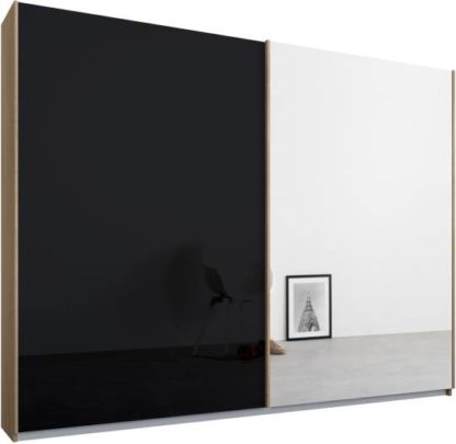 An Image of Malix 2 door 225cm Sliding Wardrobe, Oak frame,Basalt Grey Glass & Mirror doors, Standard Interior