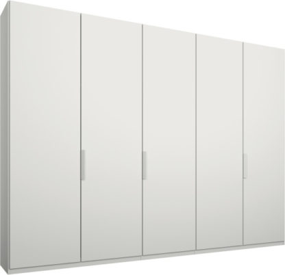 An Image of Caren 5 door 250cm Hinged Wardrobe, White Frame, Matt White Doors, Standard Interior