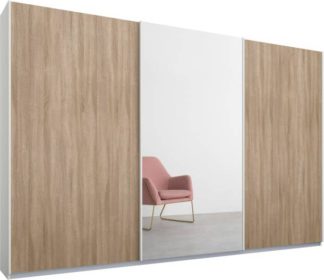 An Image of Malix 3 door 270cm Sliding Wardrobe, White frame,Oak & Mirror doors , Classic Interior