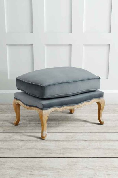 570db3376ae6d70ba2e59147bc1858ccc1ecec6e2c5a25cfbc5aa2c7be303b40.jpg An Image of Le Notre French Vintage Style Shabby Chic Oak Stool Smoke
