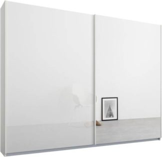 An Image of Malix 2 door 225cm Sliding Wardrobe, White frame,White Glass & Mirror doors , Classic Interior