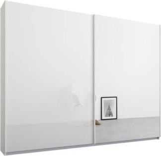 An Image of Malix 2 door 225cm Sliding Wardrobe, White frame,White Glass & Mirror doors , Premium Interior