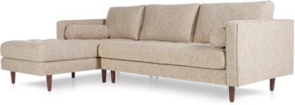 An Image of Scott 4 Seater Left Hand Facing Chaise End Corner Sofa, Amber Basketweave