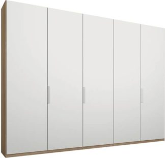 An Image of Caren 5 door 250cm Hinged Wardrobe, Oak Frame, Matt White Doors, Classic Interior