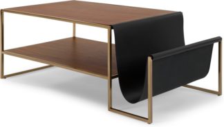 An Image of Finn Coffee Table, Leather and Walnut