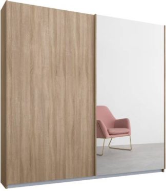 An Image of Malix 2 door 181cm Sliding Wardrobe, Oak frame,Oak & Mirror doors , Premium Interior