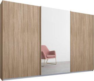 An Image of Malix 3 door 270cm Sliding Wardrobe, Oak frame,Oak & Mirror doors , Premium Interior