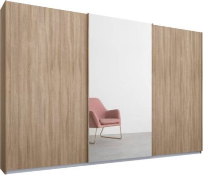 An Image of Malix 3 door 270cm Sliding Wardrobe, Oak frame,Oak & Mirror doors, Standard Interior