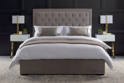 An Image of ZENO Upholstered Bed - Feather Grey