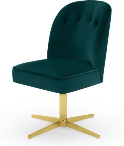 An Image of Margot Office Chair, Seafoam Blue and Brass