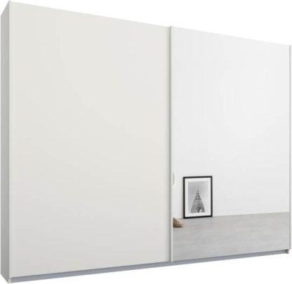 An Image of Malix 2 door 225cm Sliding Wardrobe, White frame,Matt White & Mirror doors, Standard Interior
