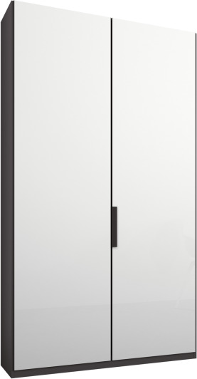 An Image of Caren 2 door 100cm Hinged Wardrobe, Graphite Grey Frame, White Glass Doors, Classic Interior