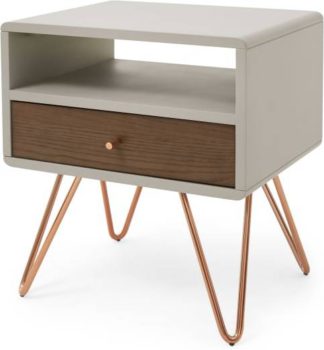An Image of Ukan Bedside Table, Grey and Dark Stain Oak