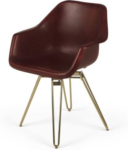 An Image of Hektor Tub Office Chair, Oxblood and Brass